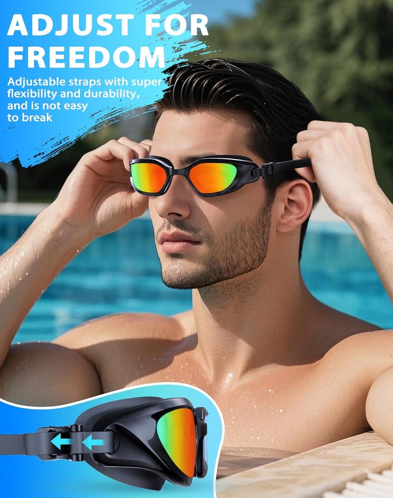 Vegemono Swim Goggles, Unisex Adult Swimming Goggles Anti Fog Anti UV No Leakage Wide View for Men Women Youth - Image 5